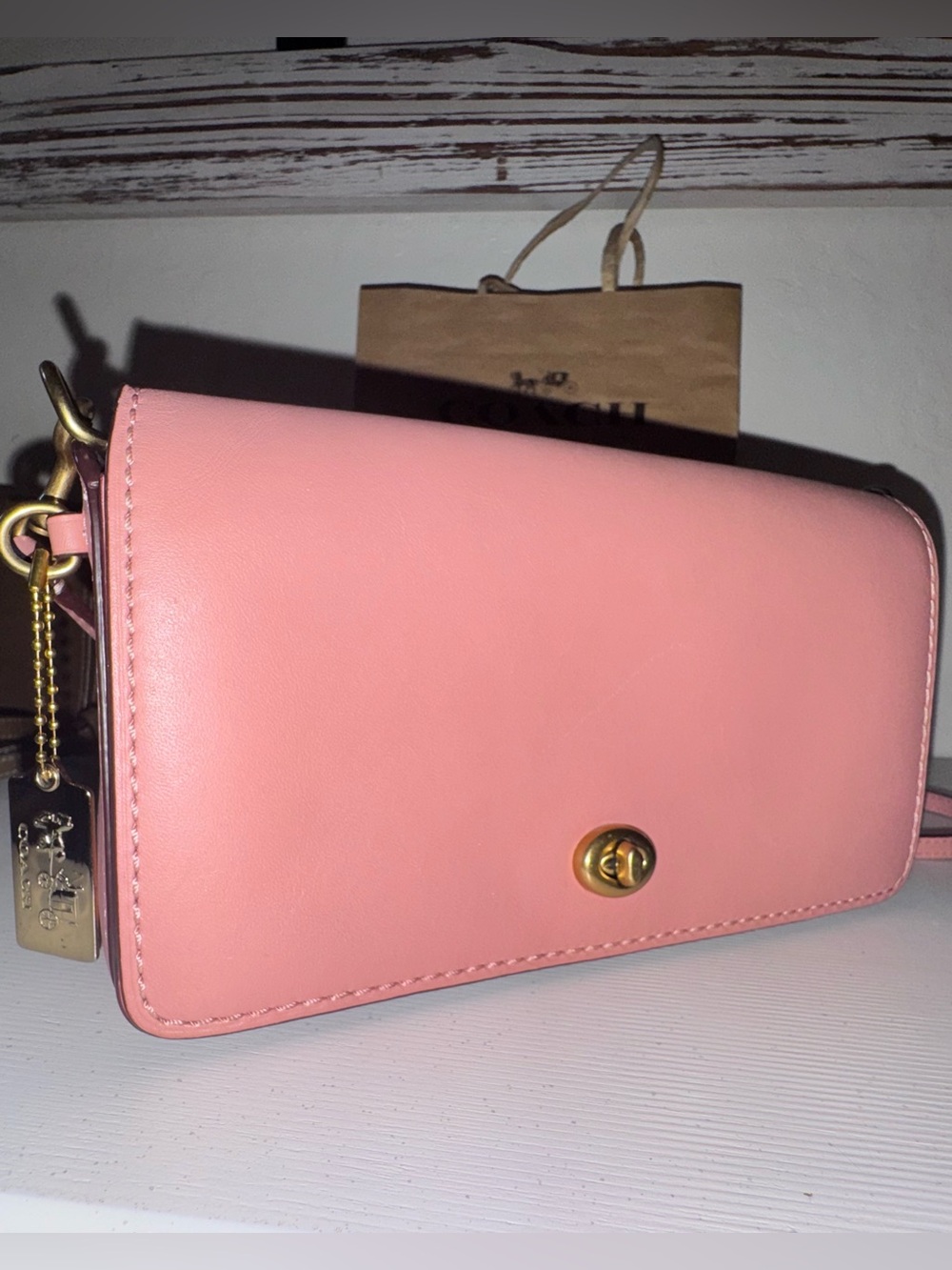 Coach 1941 Dinky Glove tanned Leather Crossbody bag Pink & Oxblood 2018 - 37296 - Picture 11 of 16